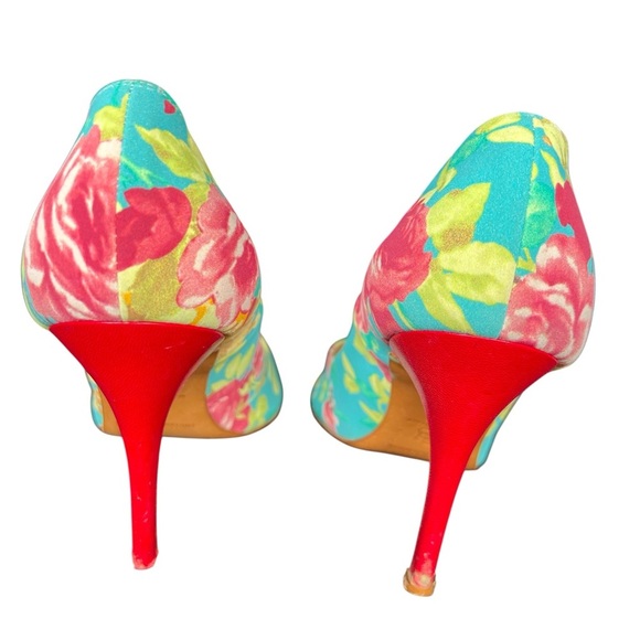 🎉Great Condition LUCIANO PADOVAN Luxury Floral Peep-Toe Heels size EU 37 (US 7) - Picture 5 of 11